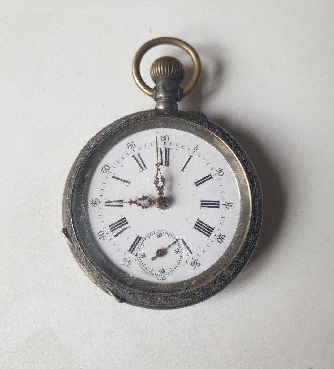 oud antiek zilveren zakhorloge   loopt prima, Ophalen of Verzenden, Zilver, Overige merken, 1900 tot 1930