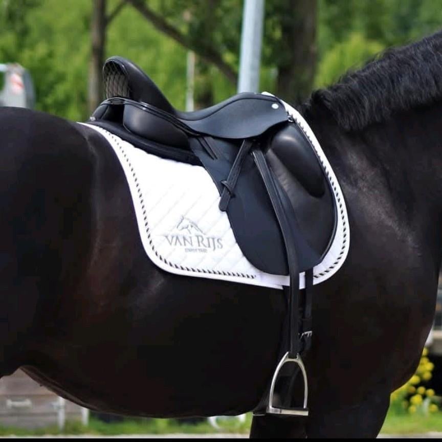 luxe Patrick zadel met lak accenten 17,5/18 inch, Dieren en Toebehoren, Paarden en Pony's | Zadels, Ophalen of Verzenden, Zo goed als nieuw