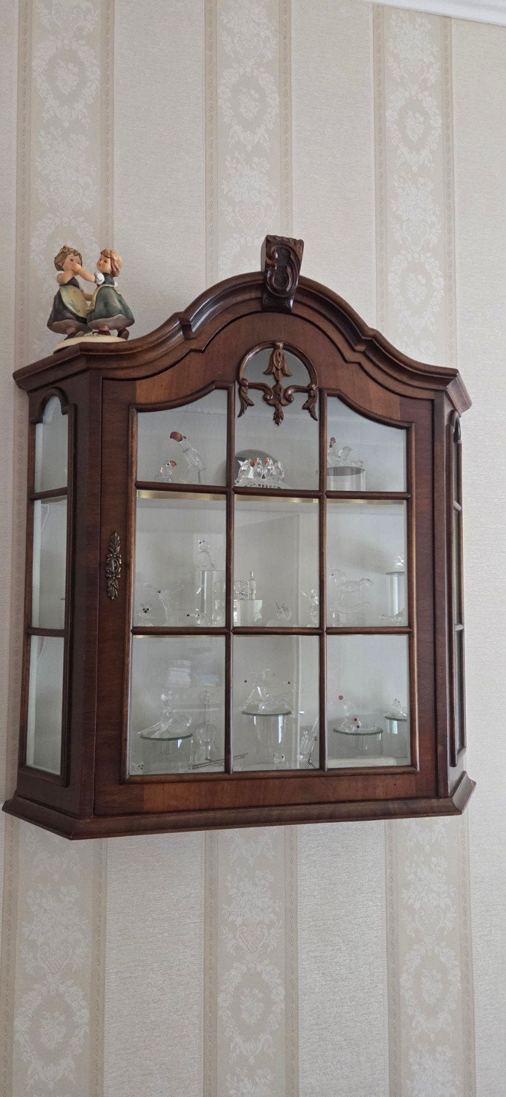 Antieke houten vitrinekast met glas zonder inventaris, Antiek en Kunst, Antiek | Meubels | Kasten, Ophalen