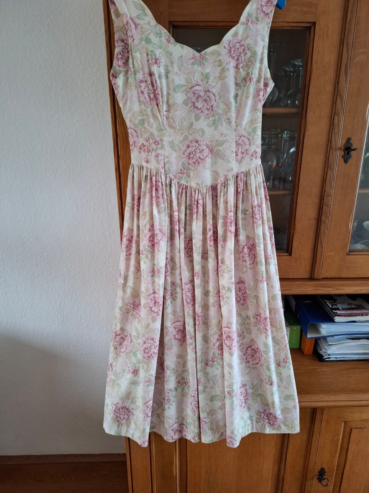 Vintage Laura Ashley Jurk Jaren 80 - Bloemenprint Open Rug, Meerkleurig, Ophalen of Verzenden, Zo goed als nieuw, Maat 34 (XS) of kleiner