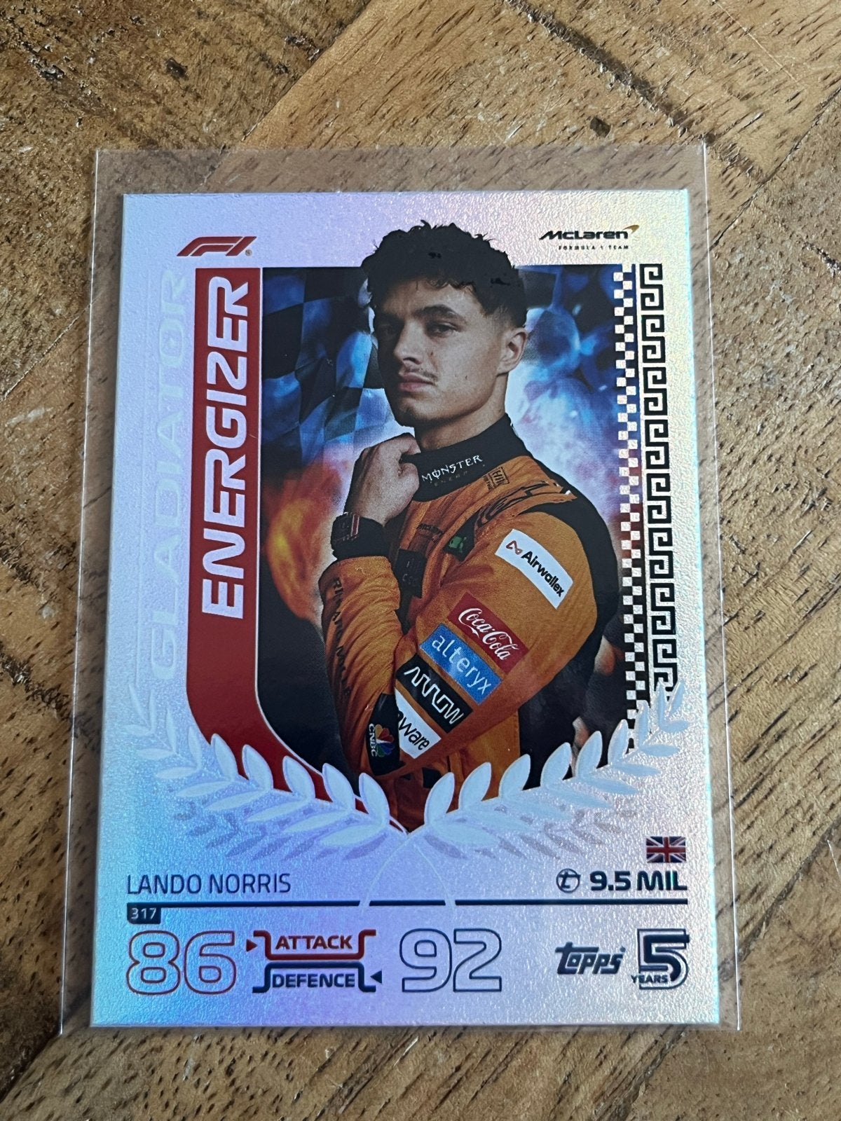 Lando Norris Gladiator Energizer Kaart #317 Topps Turbo Atta, Ophalen of Verzenden, Zo goed als nieuw, Formule 1