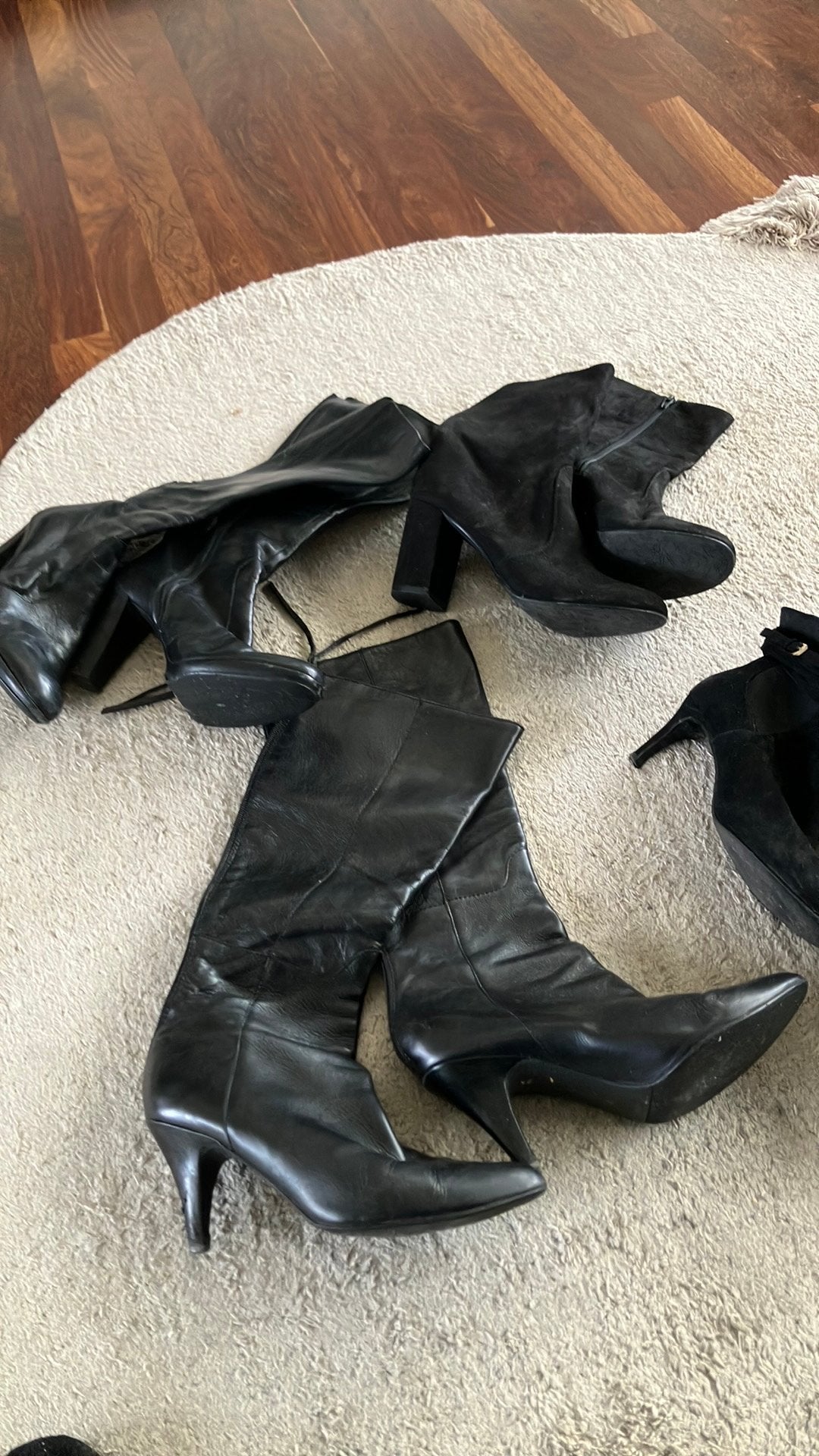 Partij leren laarzen 39, Kleding | Dames, Ophalen of Verzenden, Zo goed als nieuw, Zwart, Hoge laarzen