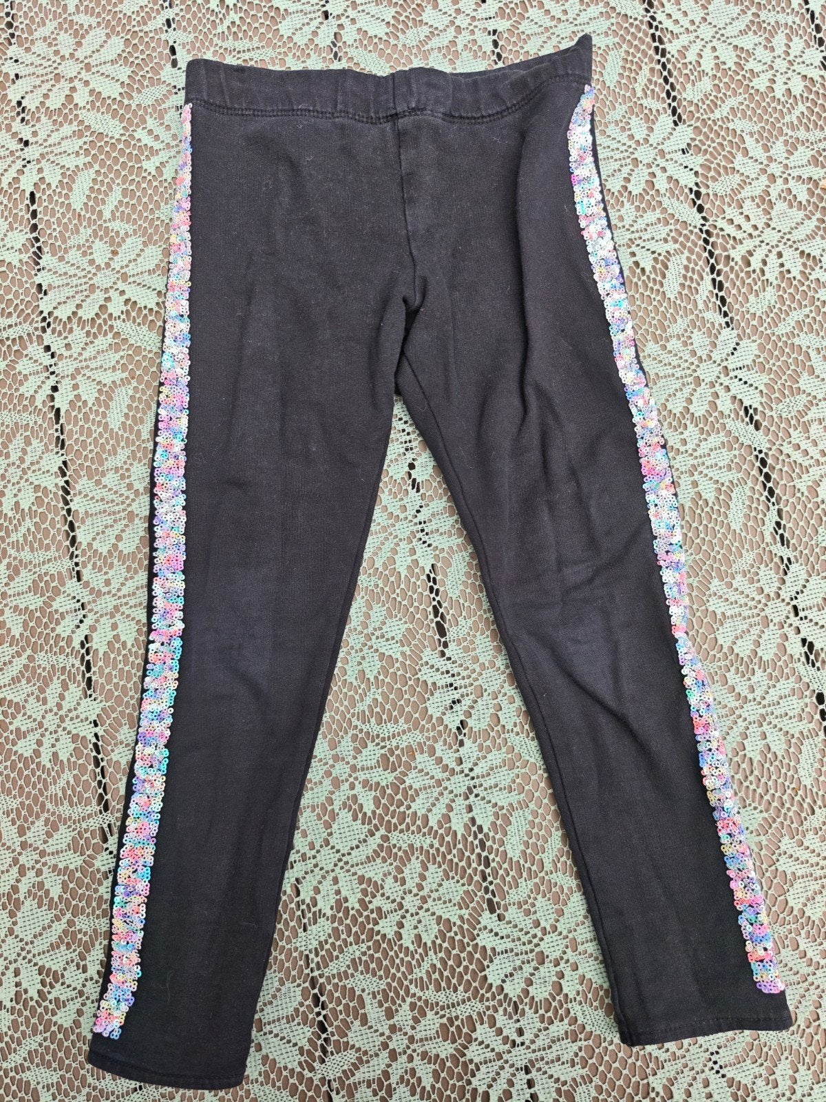 H&M Zwarte Legging met Pailletten Zijstrepen Maat 116, Ophalen of Verzenden, Gebruikt, H&M, Meisje