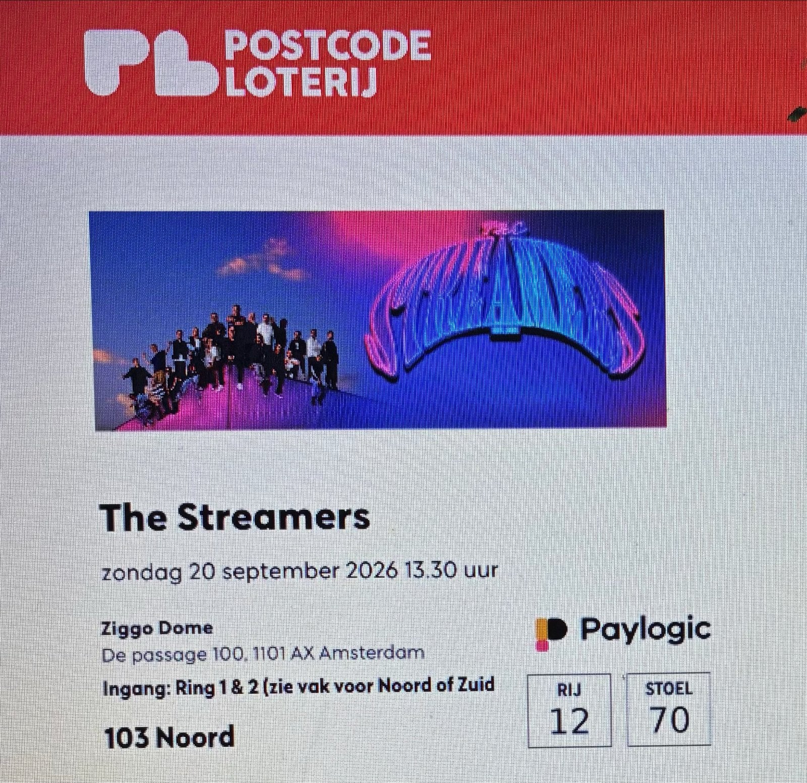 Te koop 2 middag tickets zitplaatsen voor The Streamers, Twee personen, September