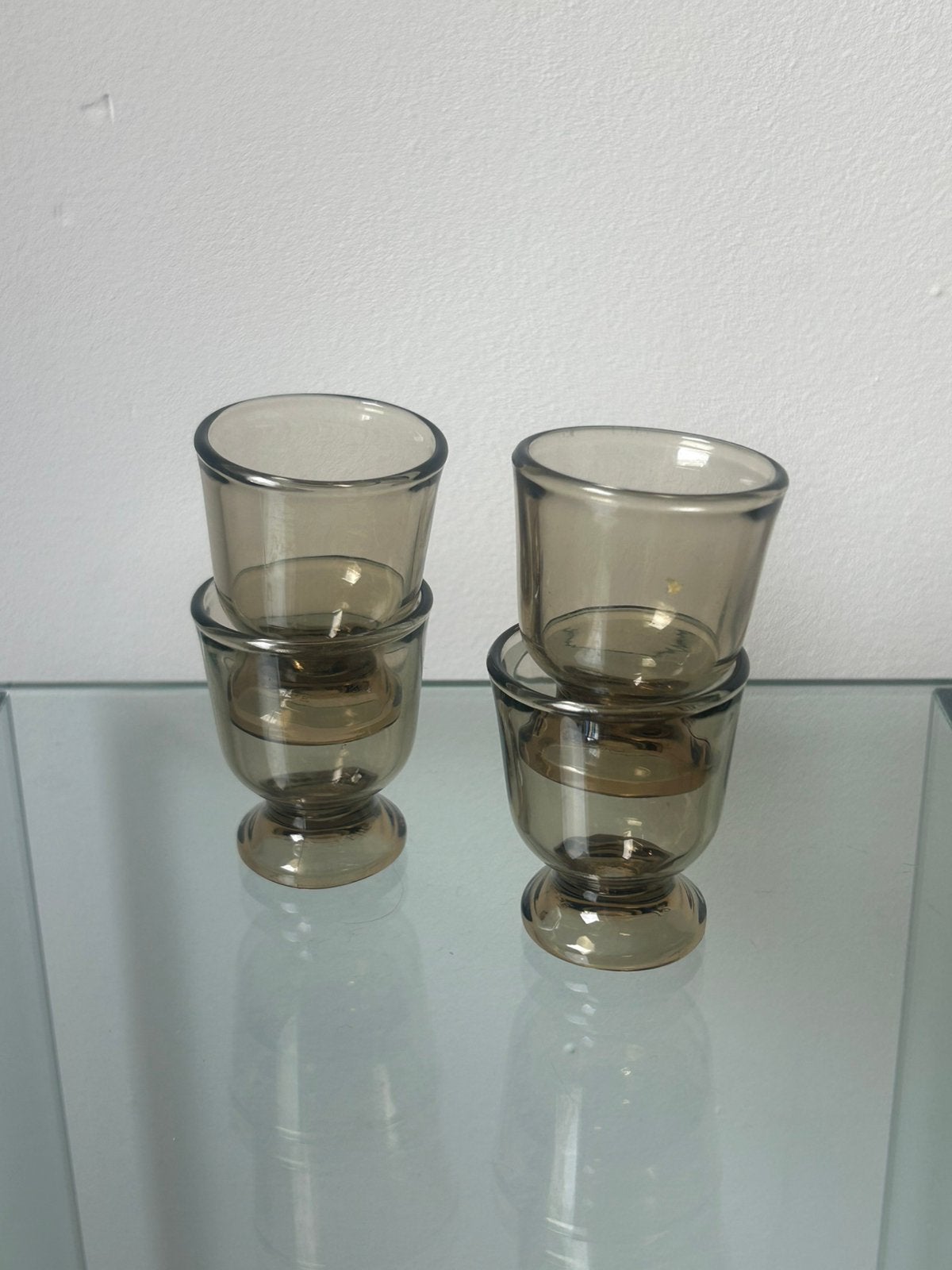 Eierdopjes Arcoroc France rookglas (set 4 st), Ophalen of Verzenden