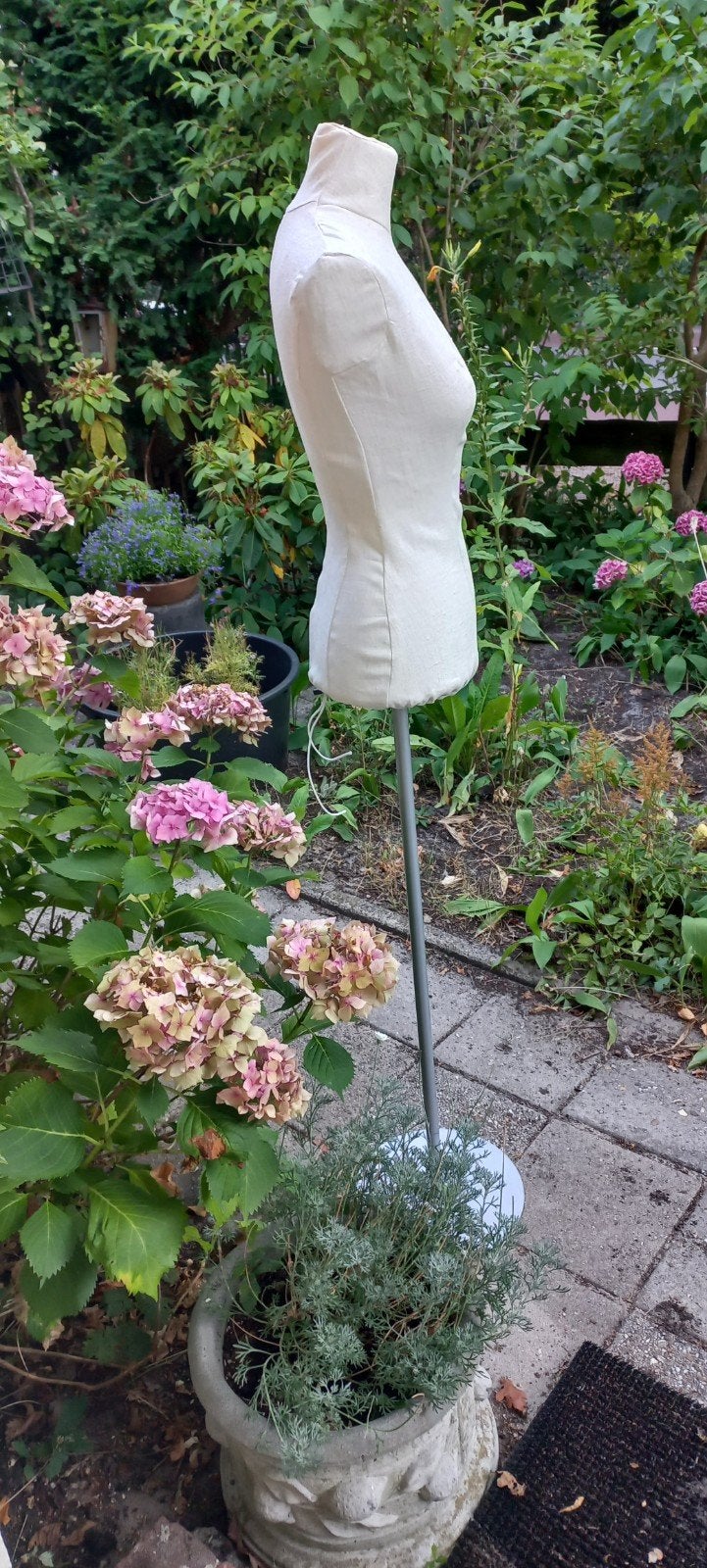Paspop op metalen standaard - wit linnen bekleding, Onbekend, Ophalen of Verzenden, Zo goed als nieuw