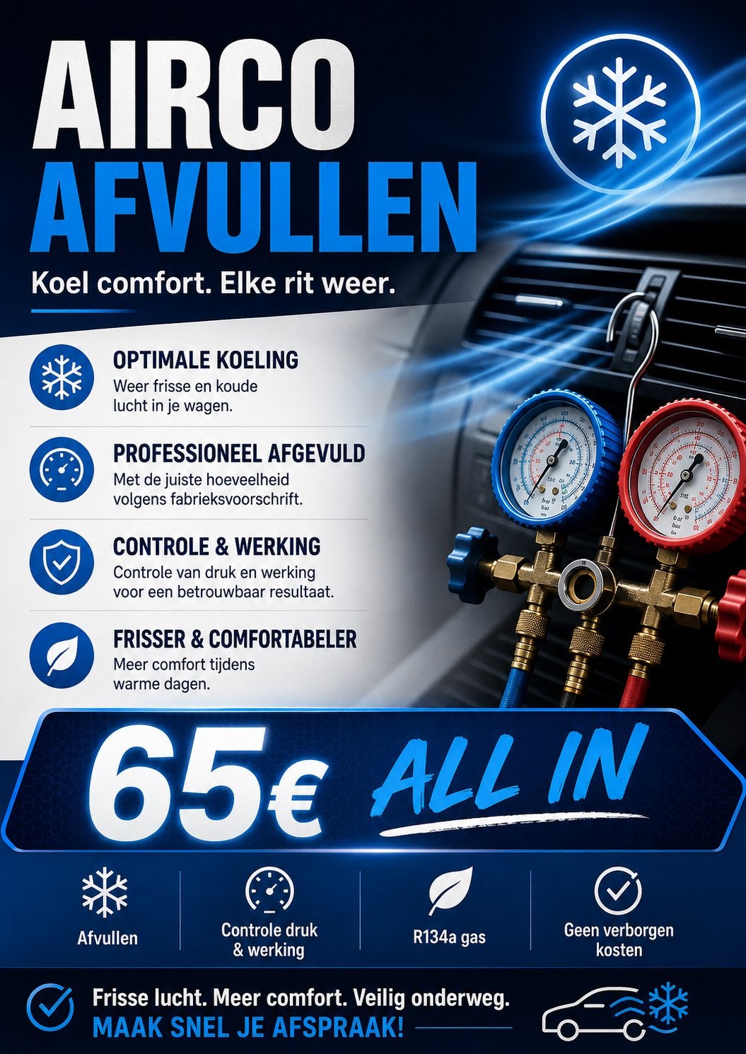 Airco service, €65 All-in, Ophalen