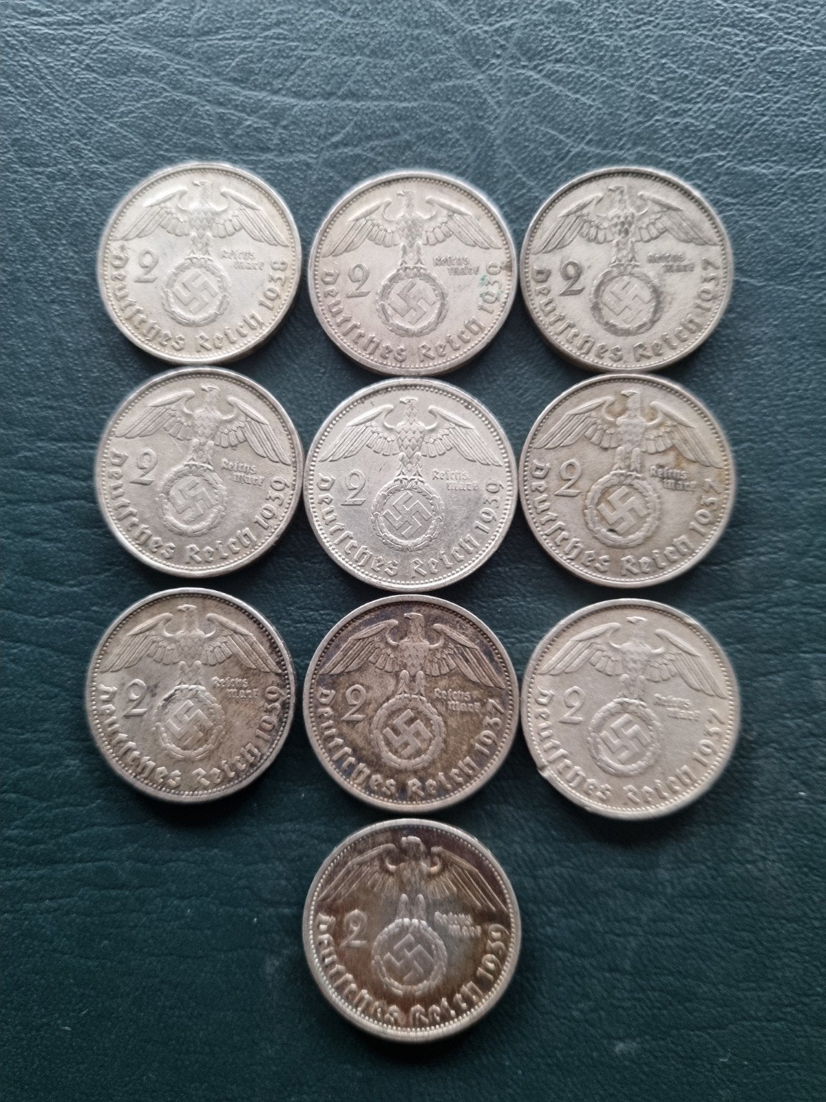 Duitsland 10 stuks 2 reichsmark zilver type 1936-1939, Ophalen of Verzenden, Duitsland, Zilver