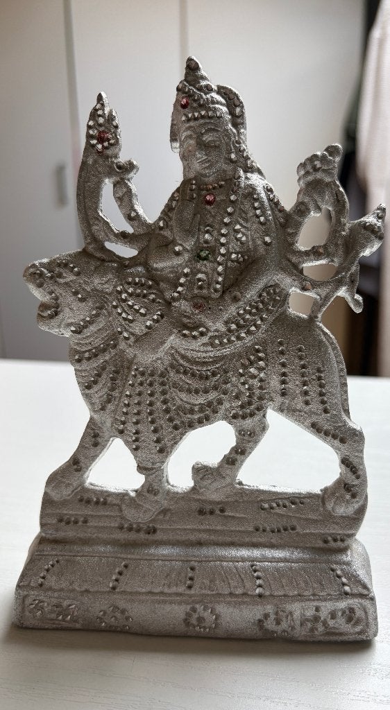 Durga beeld zilverkleurig, Zilver, Minder dan 20 cm, Ophalen of Verzenden, Beeld