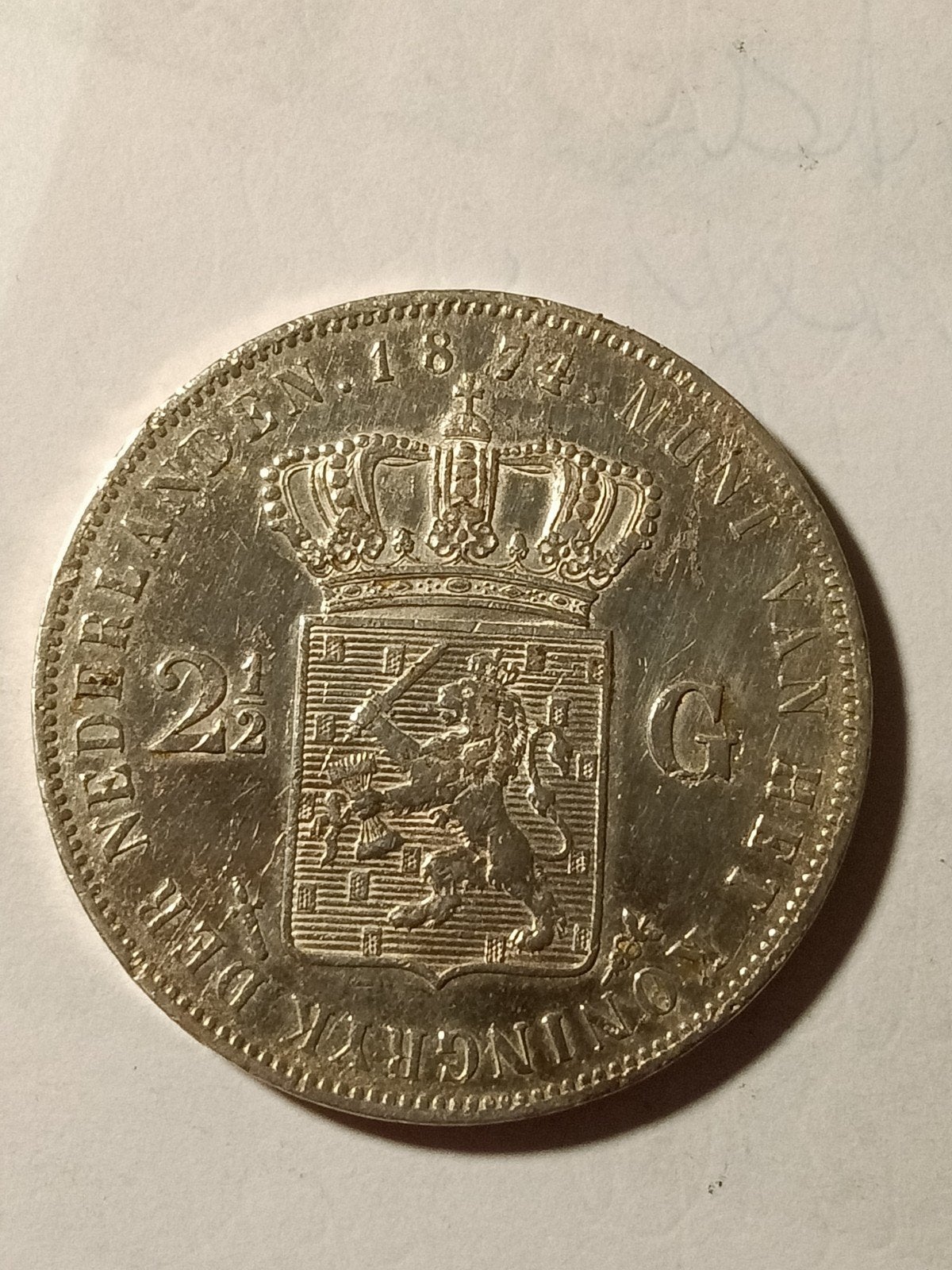 Rijksdaalder 1874 Willem drie, Ophalen of Verzenden, Koning Willem III, 2½ gulden