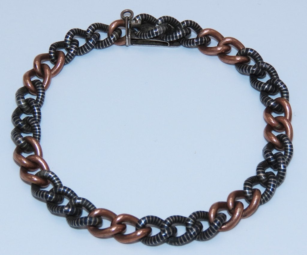 ANTIEKE ZILVEREN NIËLLO SCHAKEL ARMBAND, 1830, Sieraden, Tassen en Uiterlijk, Verzenden, Zilver, Armband