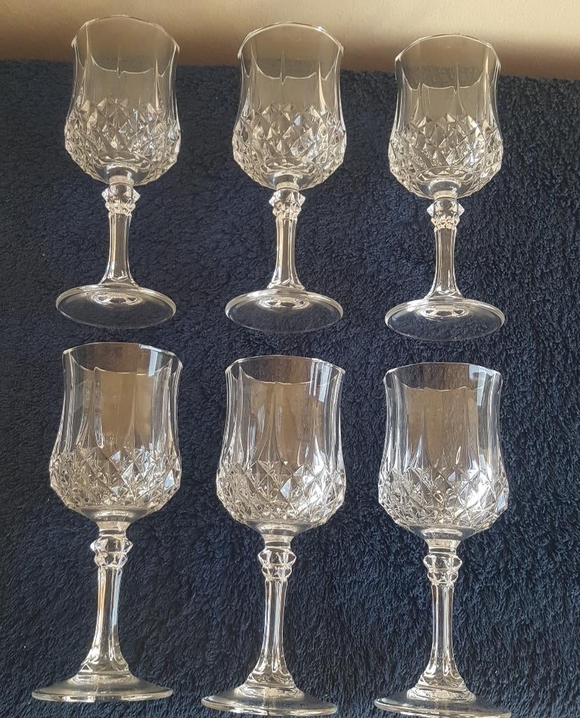 vintage retro 6 Cristal d' Arques Longchamp wijnglazen, Verzenden, Overige materialen, Overige stijlen, Overige typen