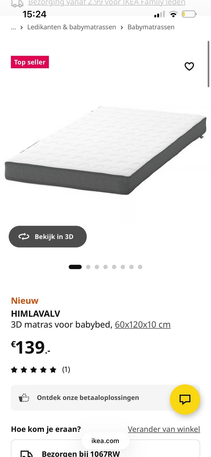 Matras babybed 60x120, Ophalen of Verzenden, Zo goed als nieuw, Eenpersoons