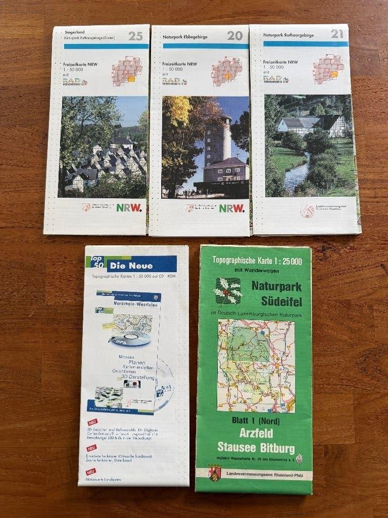 Goede topografische kaarten Duitsland o.a. Eifel, Gelezen, Ophalen of Verzenden, Landkaart, Duitsland
