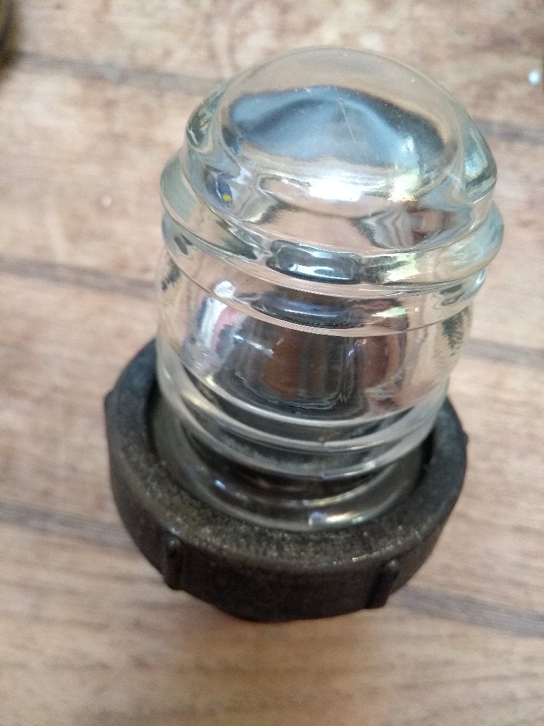Toplicht lensvormig glas en metaal bajonet fitting vintage, Ophalen of Verzenden, Gebruikt, Elektra en Verlichting, Zeilboot of Motorboot
