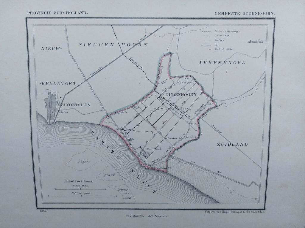 135 / Litho uit 1867 door J. Kuyper van Oudenhoorn ZH, Antiek en Kunst, Ophalen of Verzenden