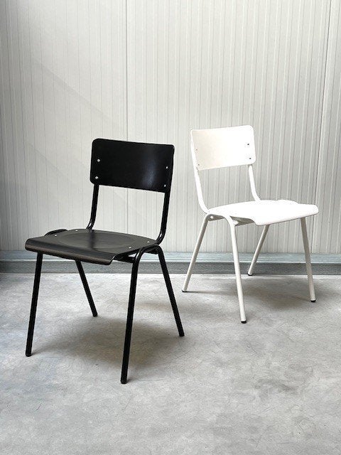 Retro eetkamerstoelen nieuw schoolstoelen zwart wit prijs ps, Kunststof, Overige kleuren, ., Vintage
