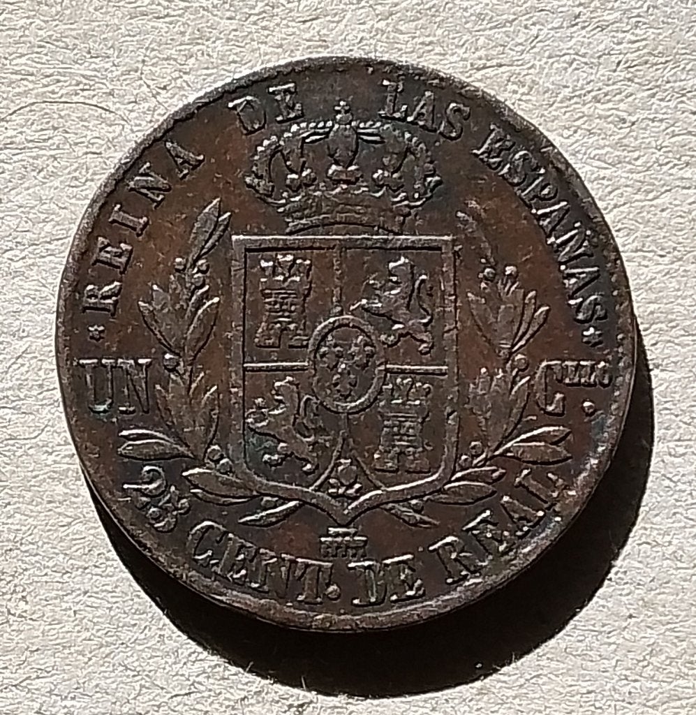 Spanje, 25 centavos 1856, Ophalen of Verzenden, Overige landen, Losse munt
