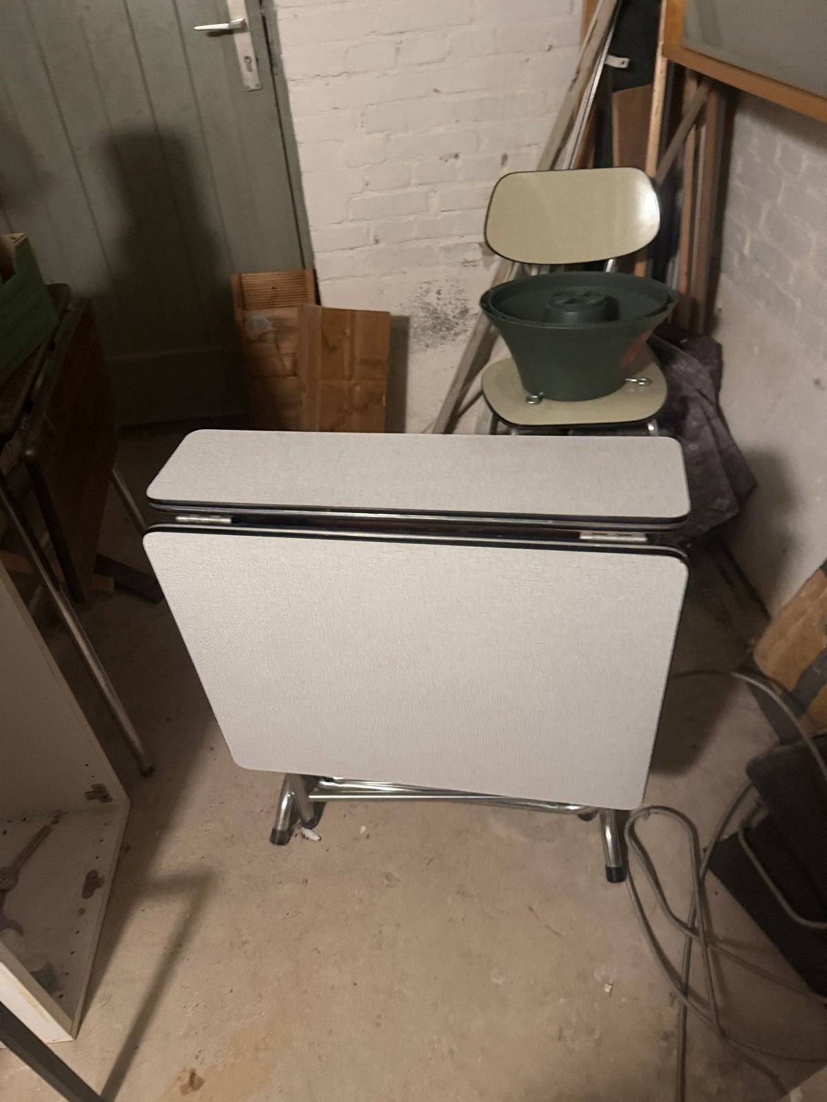 Vintage formicatafel opklapbaar, Ophalen, Gebruikt, 100 tot 150 cm, Tot twee personen