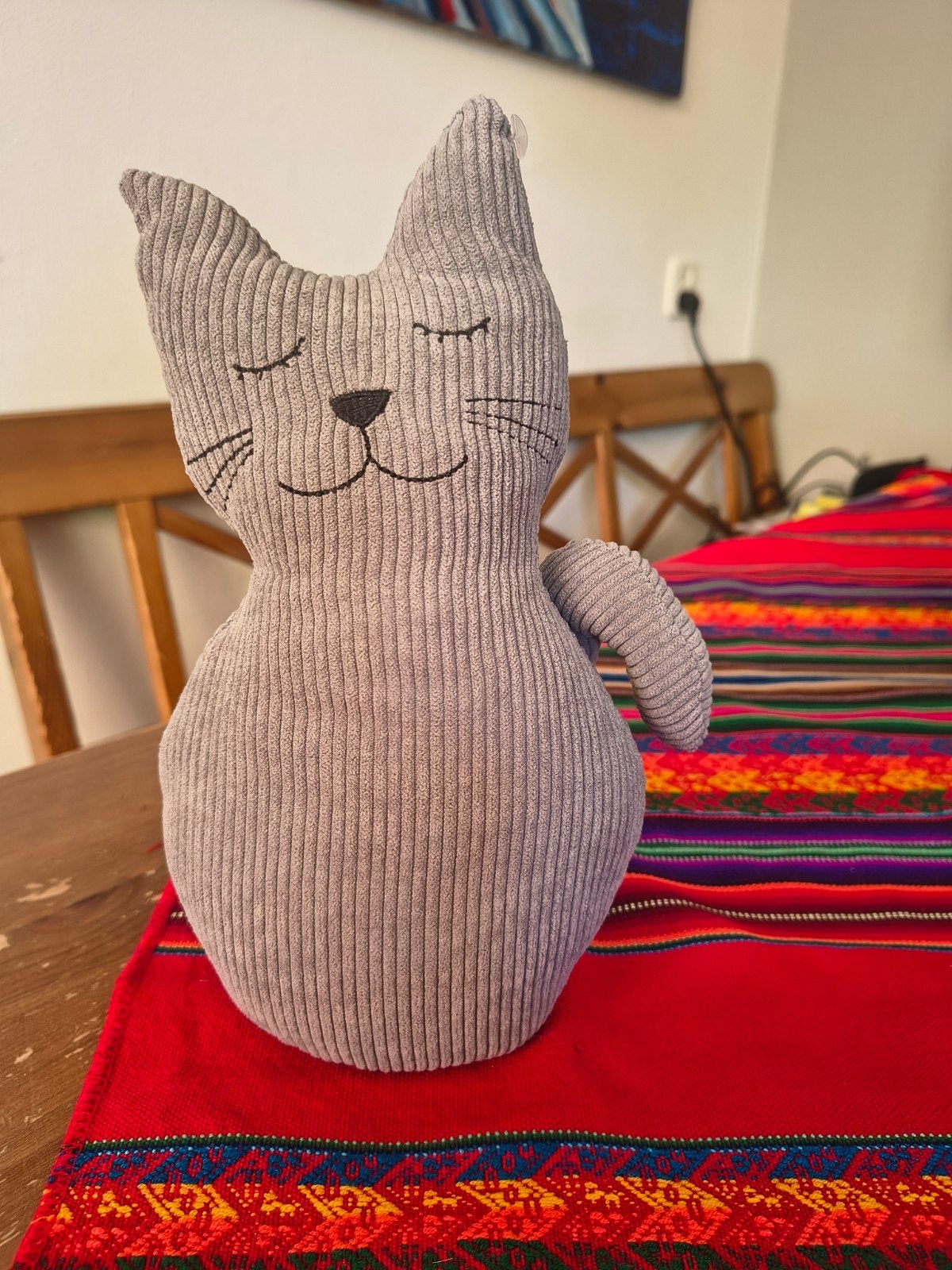 Leuke katten deurstopper - grijs ribfluweel, Binnen, Ophalen of Verzenden, Zo goed als nieuw, Grijs