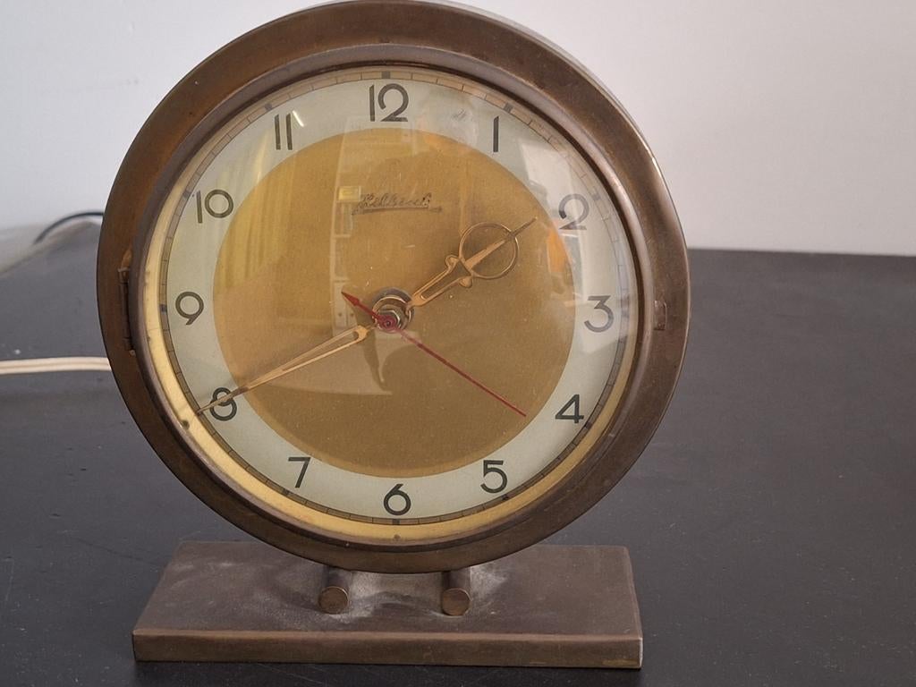 Vintage art deco Hilbink elektrische tafelklok, Ophalen of Verzenden