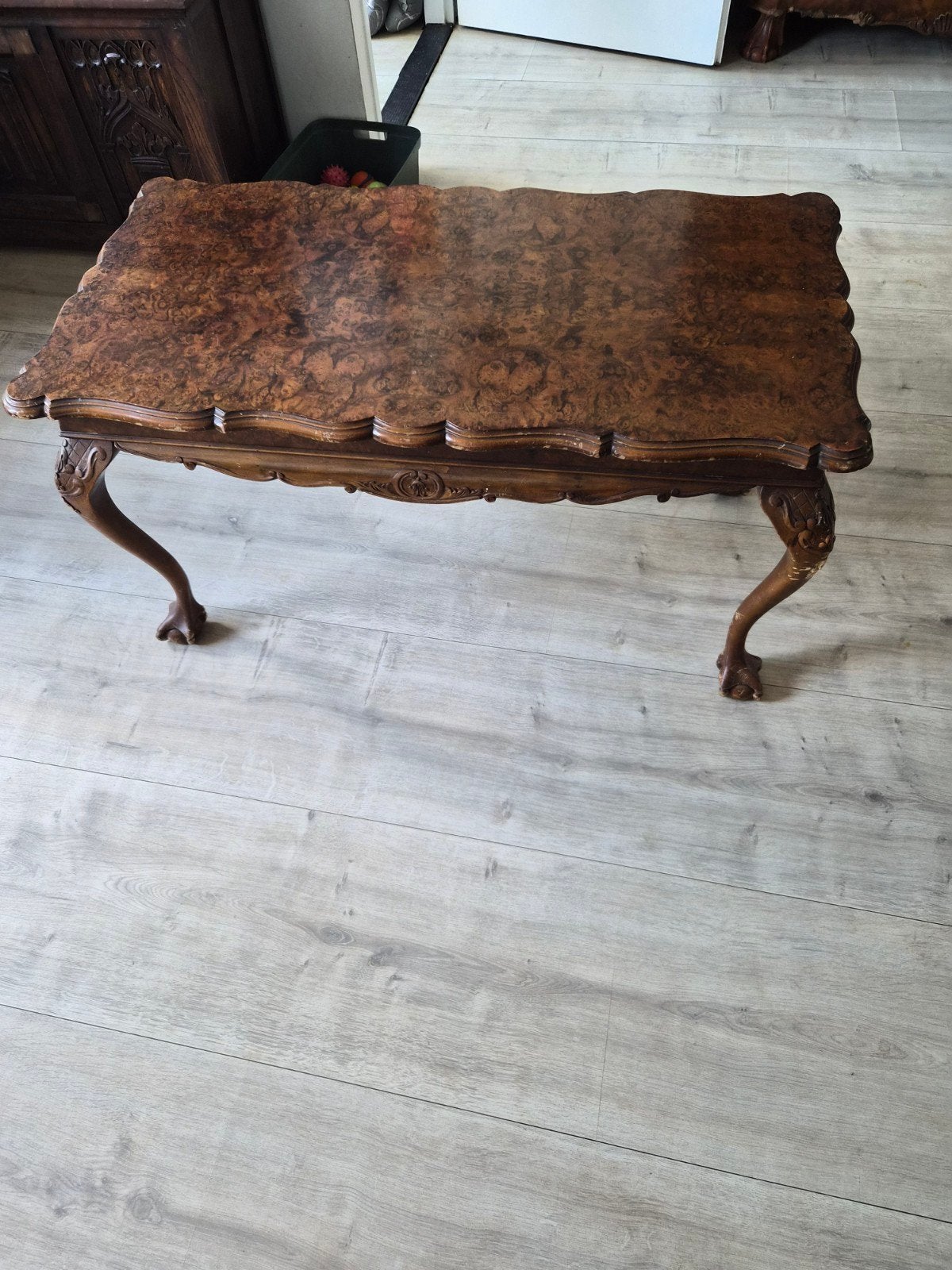 Antieke salontafel met uitschuifbaar blad, Ophalen
