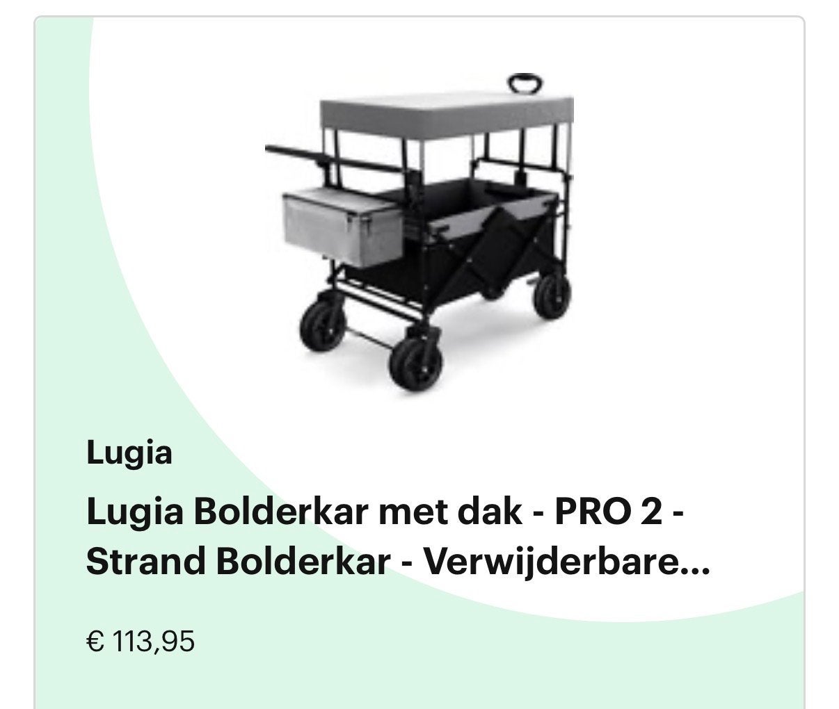 Lugia Bolderkar met dak - PRO 2 - Strand Bolderkar, Ophalen, Opvouwbaar, Nieuw