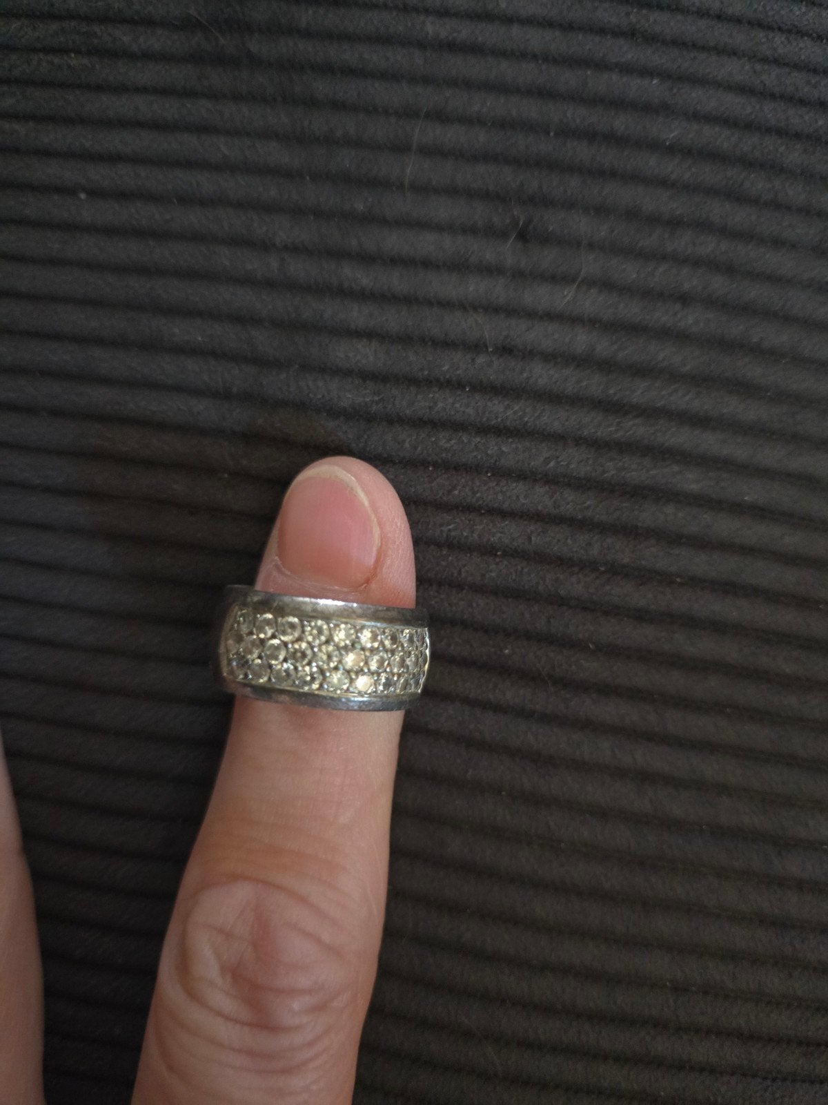 Zilveren ring maat 17 met strass, Gebruikt, Ophalen of Verzenden, 17 tot 18, Dame