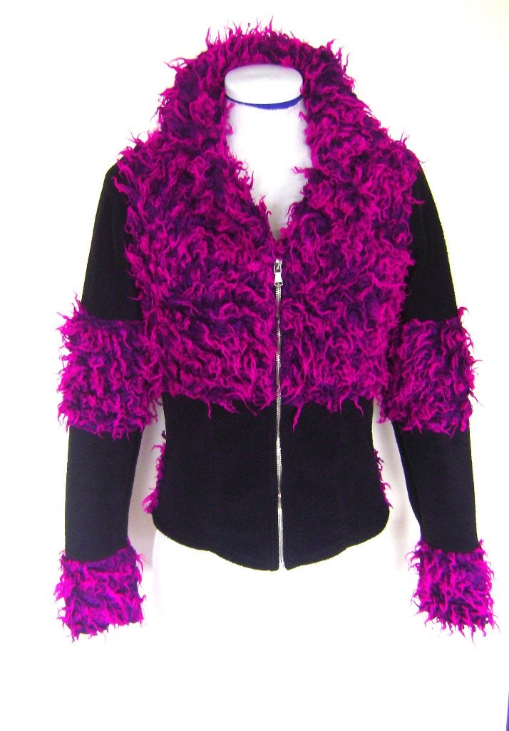 nep bont fleece jas cybergoth rave clubwear goth punk rock, Cybergoth nep bont jas, Zo goed als nieuw, Maat 34 (XS) of kleiner