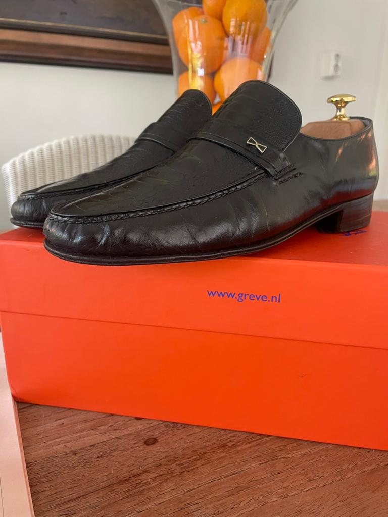 OPRUIMING!Moreschi loafers Struisvogelleer 42.5(8.5), Verzenden, Zo goed als nieuw, Zwart, Loafers