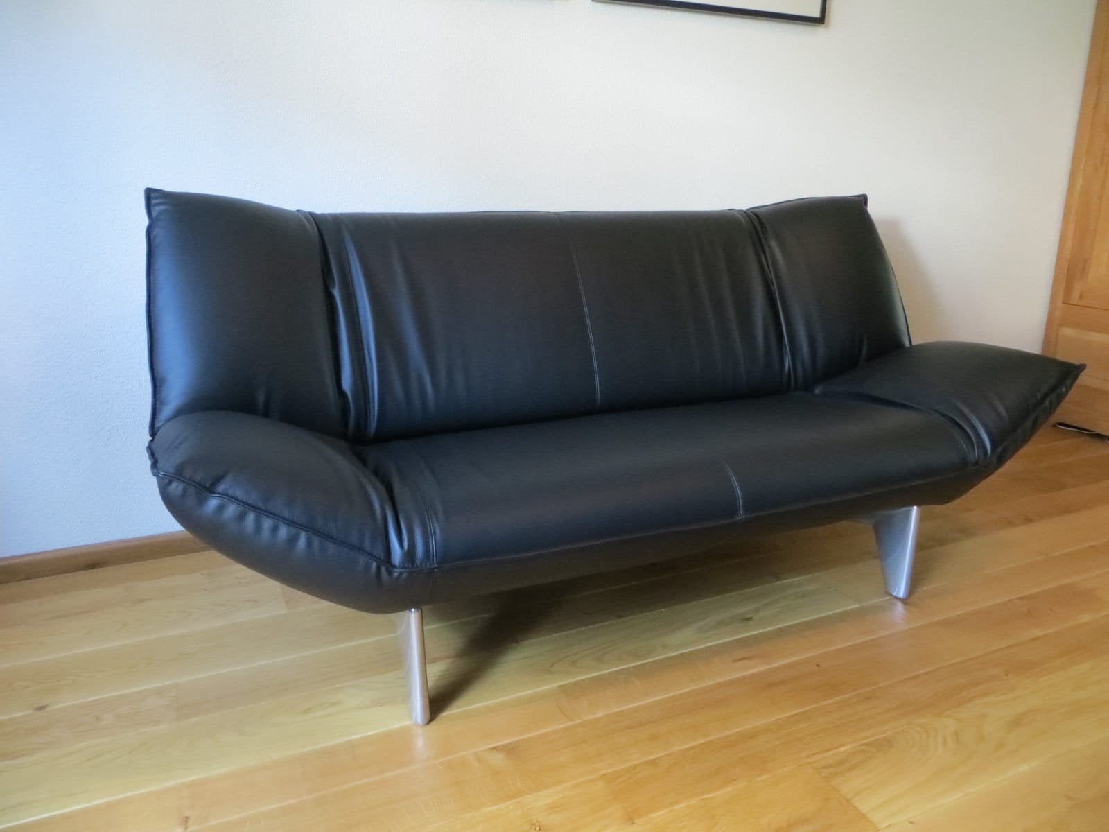 Nieuwe Leolux Tango in zwart leer., Ophalen of Verzenden, 75 tot 100 cm, Leer