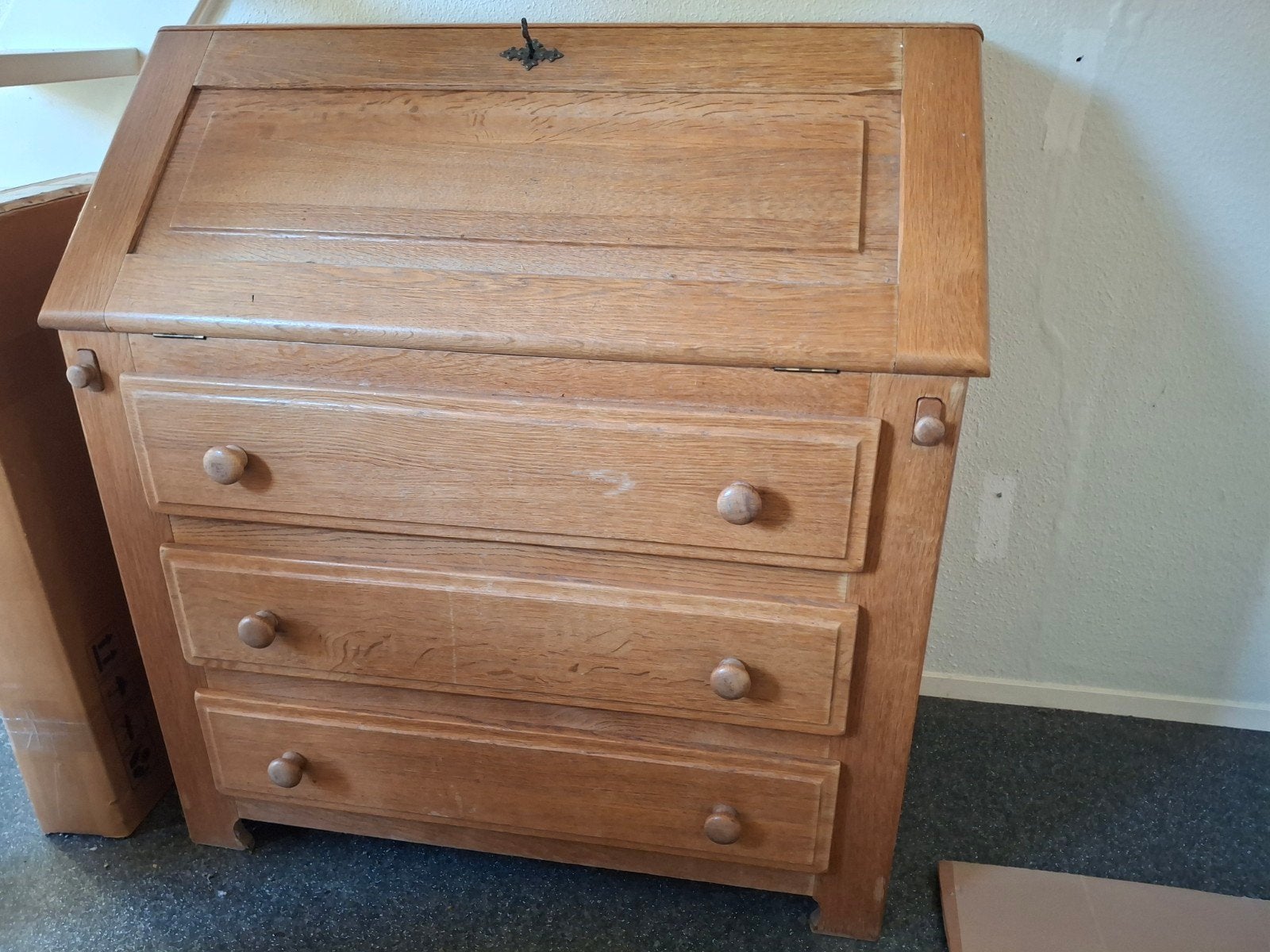 houten secretaire met 3 grote lades., Huis en Inrichting, Kasten | Secretaires, Ophalen, Gebruikt