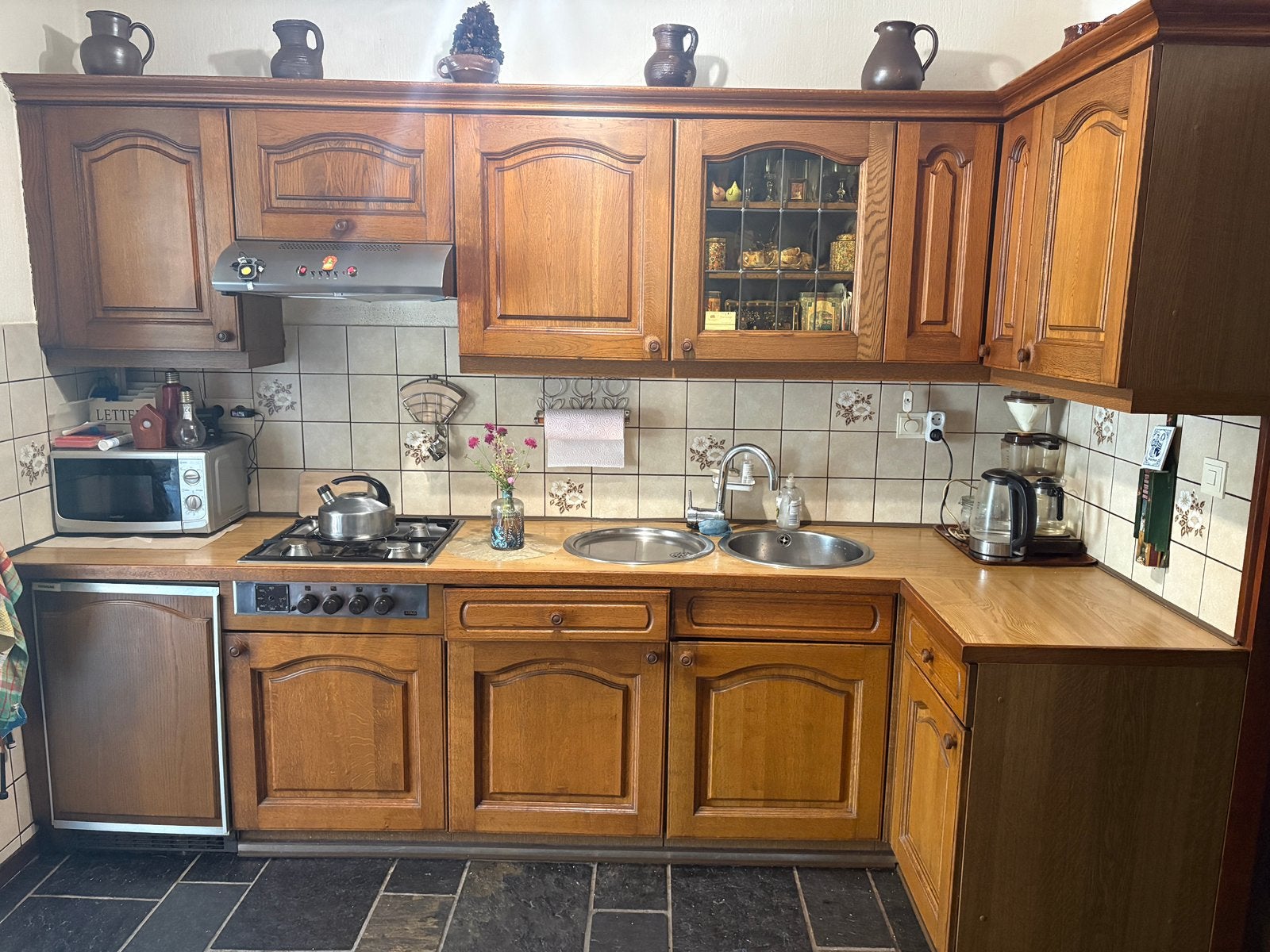 Hoek keuken, Huis en Inrichting, Keuken | Complete keukens, Ophalen, Gebruikt, Bruin, Hoekkeuken