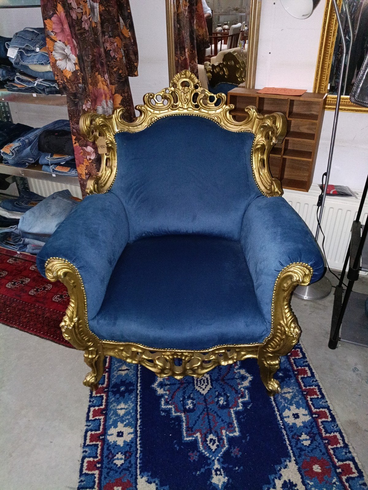 Luxe Barok Fauteuil - Koningsblauw met Goud, Antiek en Kunst, Antiek | Meubels | Stoelen en Banken, Ophalen