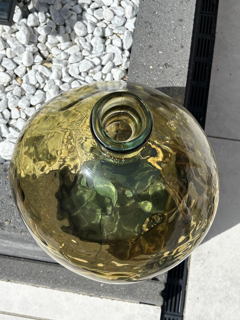 Xenos vaas organische vorm - Groen/bruin glas, Huis en Inrichting, Woonaccessoires | Vazen, Ophalen, Overige kleuren, Minder dan 50 cm