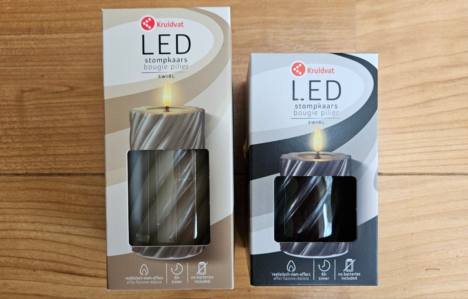 Nieuwe Kruidvat LED stompkaarsen, zwart & taupe, -set van 2, Kunststof, Overige merken, Nieuw, Ophalen of Verzenden
