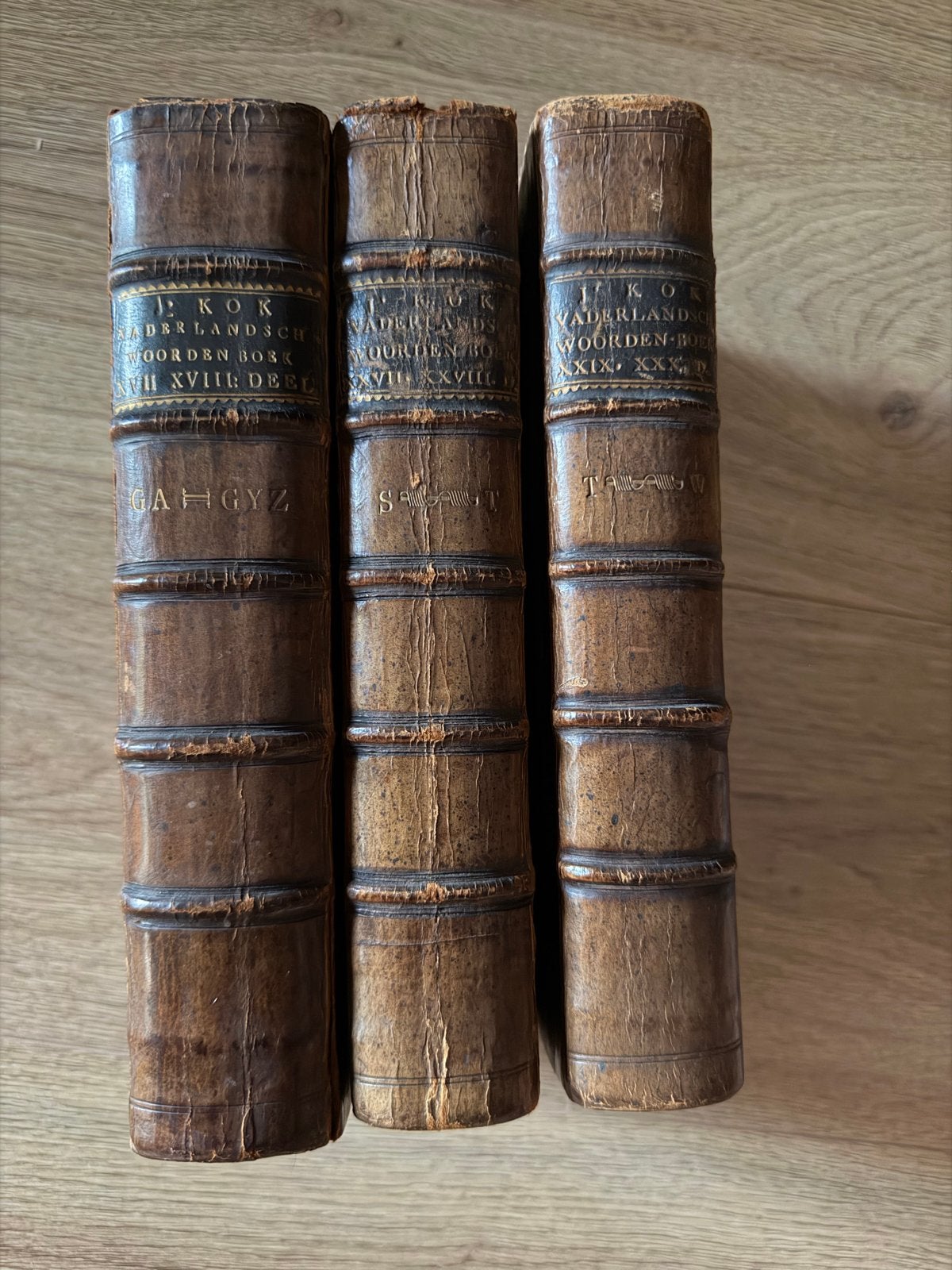 3x Antiek Vaderlandsch Woordenboek - Jacobus Kok (1787/1792), Antiek en Kunst, Ophalen of Verzenden