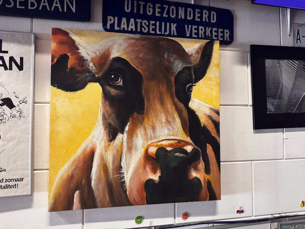 Olieverf Schilderij van een Koe., Ophalen, Doek, Realistisch, Dieren