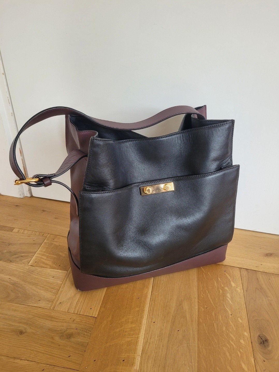 Marni dames tas schoudertas zwart burgundy, Ophalen, Zo goed als nieuw, Zwart, Schoudertasje