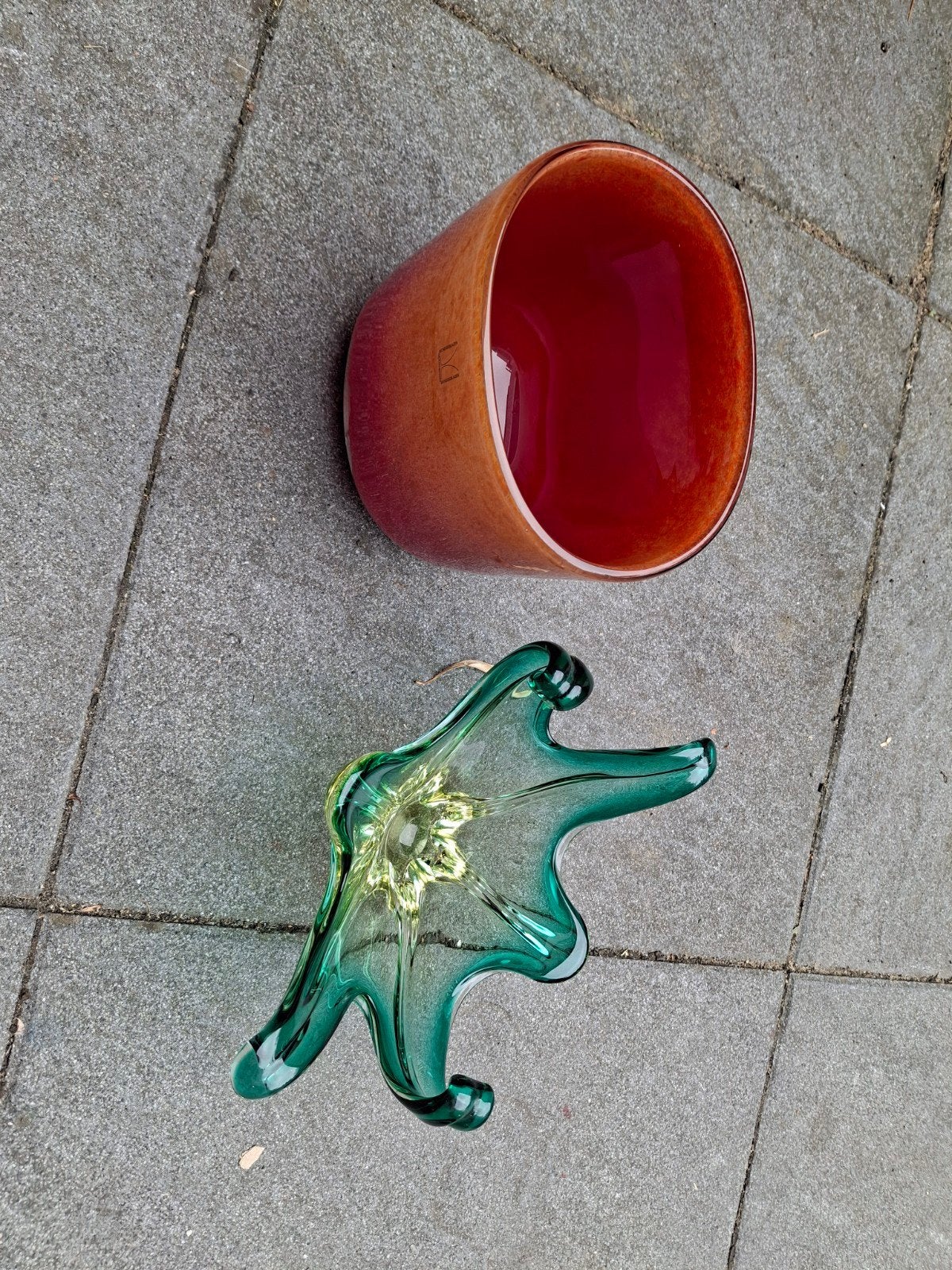 Mondgeblazen glazen vaas - Oranje/Rood, Ophalen