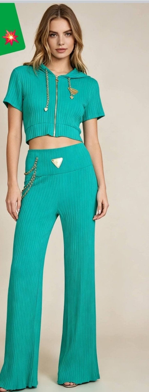 Lapia Collection geribbelde set met korte hoodie en broek, Kostuum of Pak, LaPia, Nieuw, Ophalen of Verzenden
