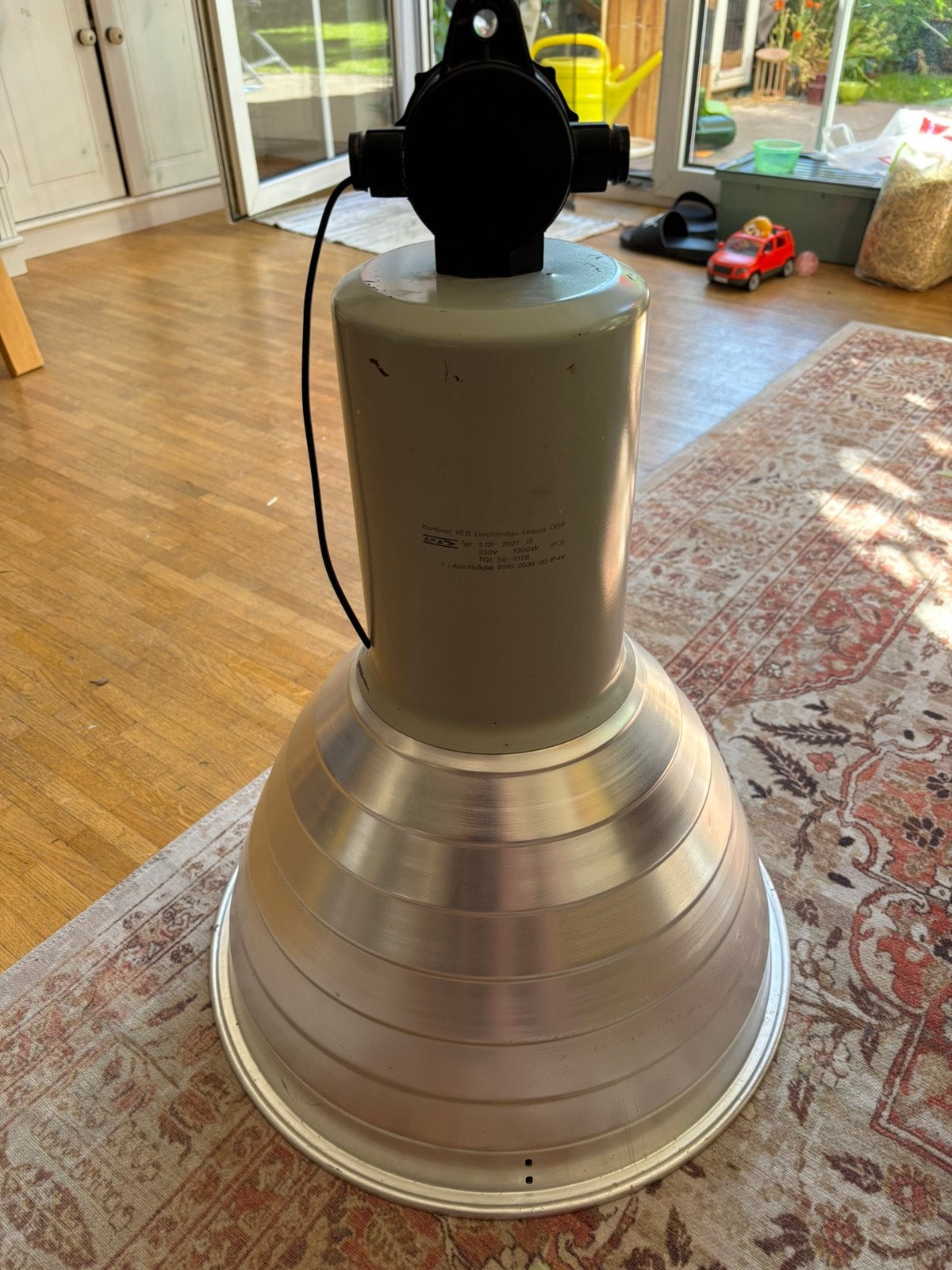 Coole retro DDR Industrielamp, Huis en Inrichting, Lampen | Hanglampen, Ophalen, Gebruikt, 50 tot 75 cm, Metaal