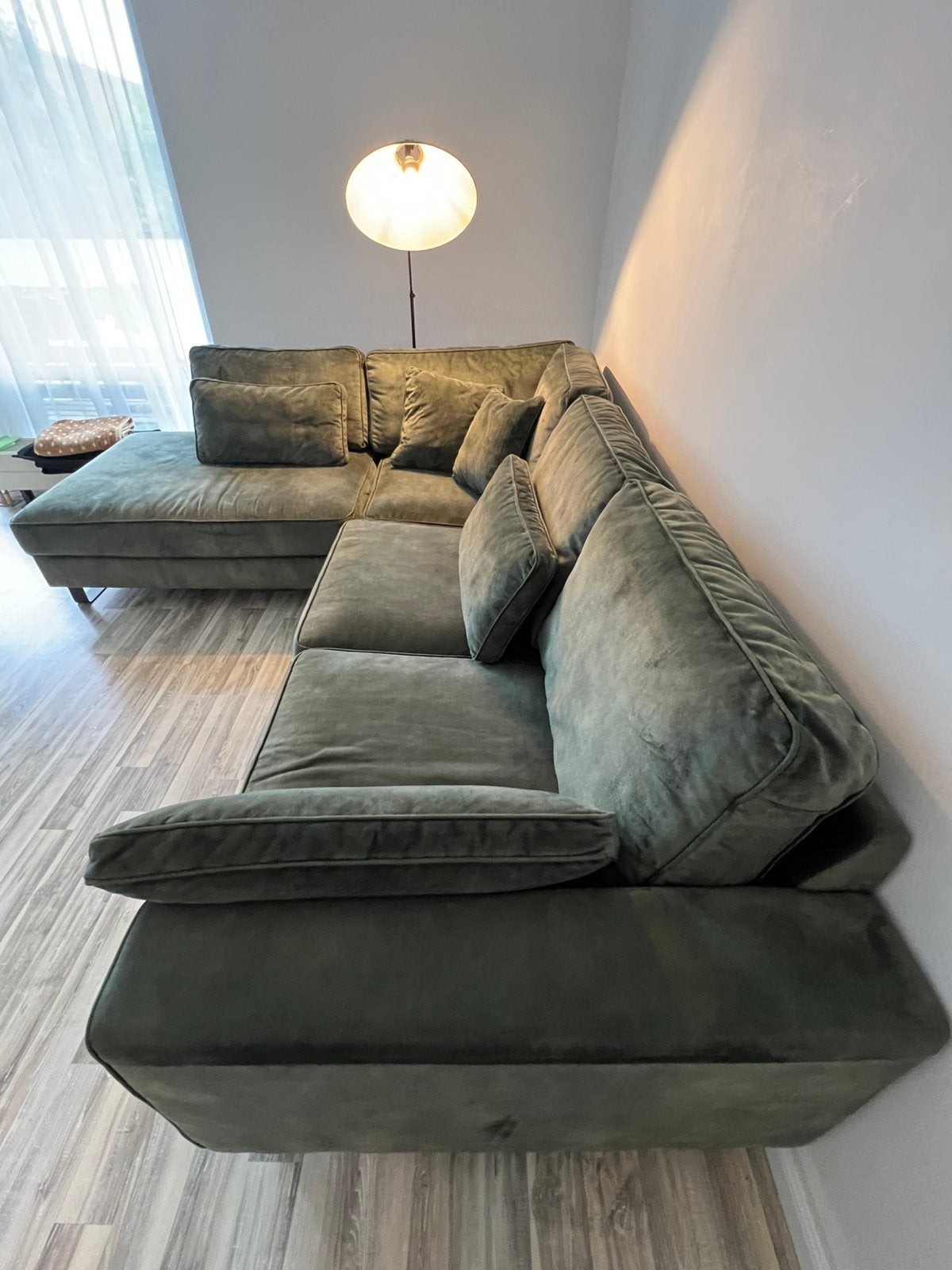 Mooie stoffe hoekbank, Huis en Inrichting, Ophalen, Zo goed als nieuw, 150 cm of meer, Vierpersoons of meer