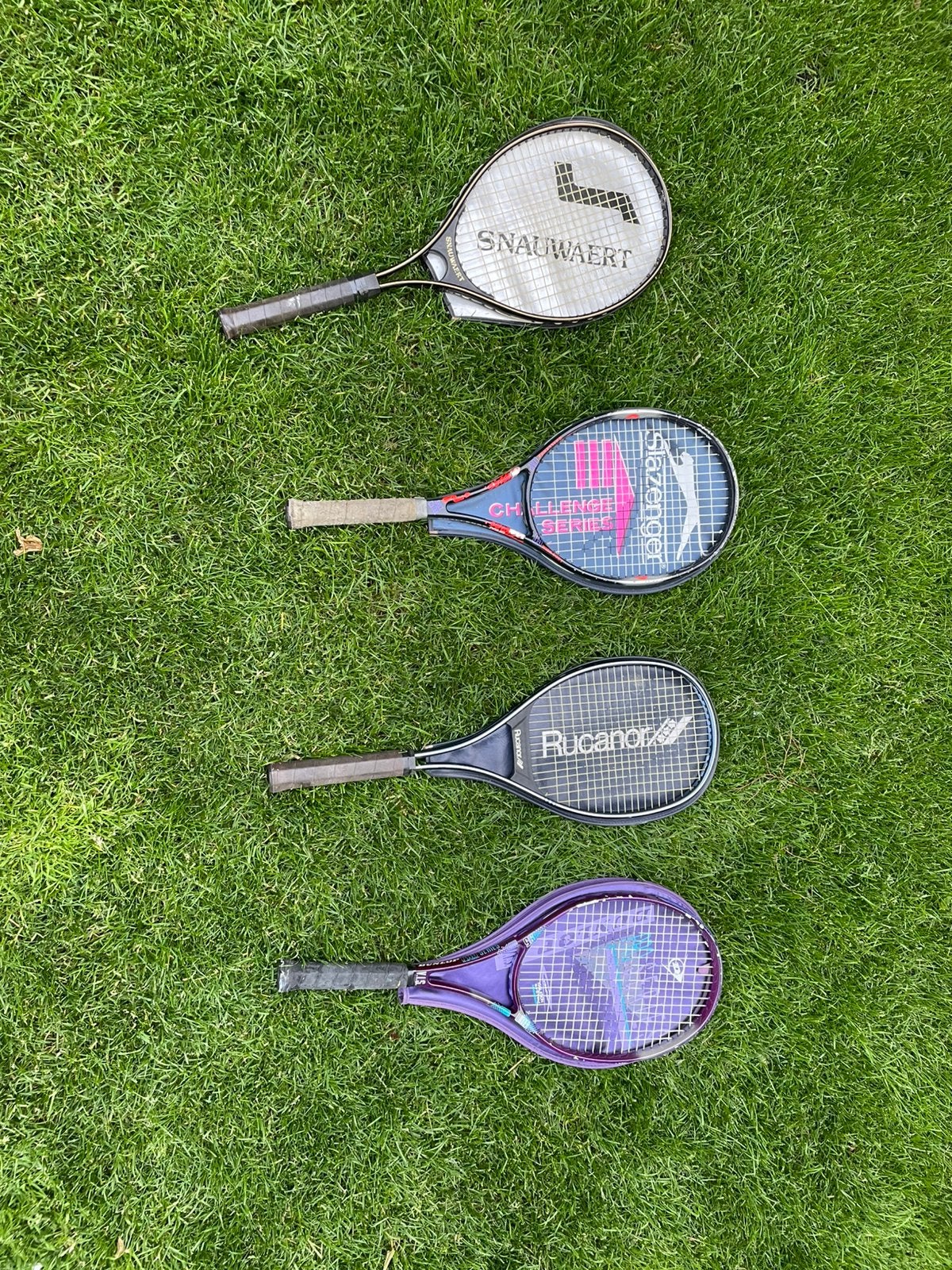 4 tennisrackets met hoezen, Sport en Fitness, Tennis, Ophalen, Gebruikt, Racket, Overige merken