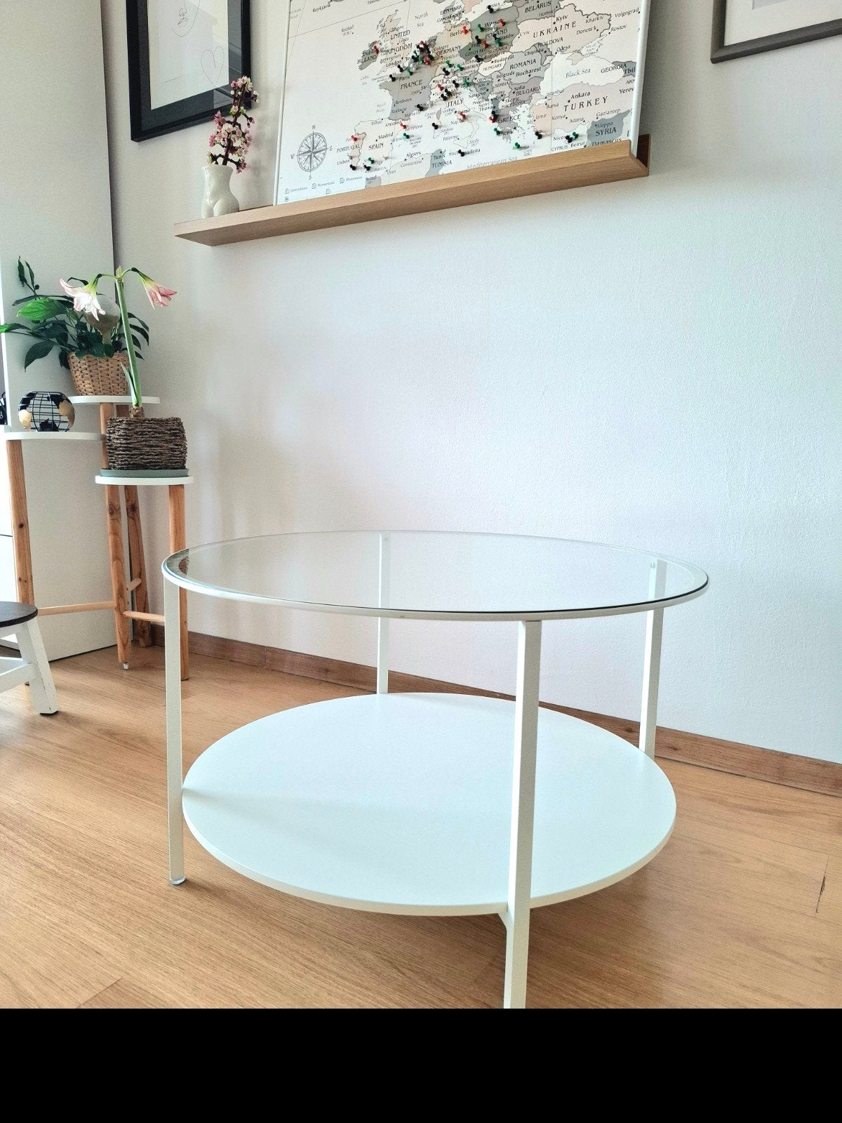 IKEA Vittsjö Salontafel - Glas en Metaal wit 75 cm, Huis en Inrichting, Tafels | Salontafels, Ophalen, Gebruikt, 50 tot 100 cm
