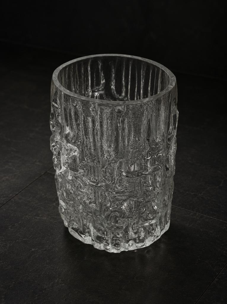 Vintage brutalistische glazen vaas gemerkt met franse lelie, Antiek en Kunst, Antiek | Glas en Kristal, Ophalen of Verzenden