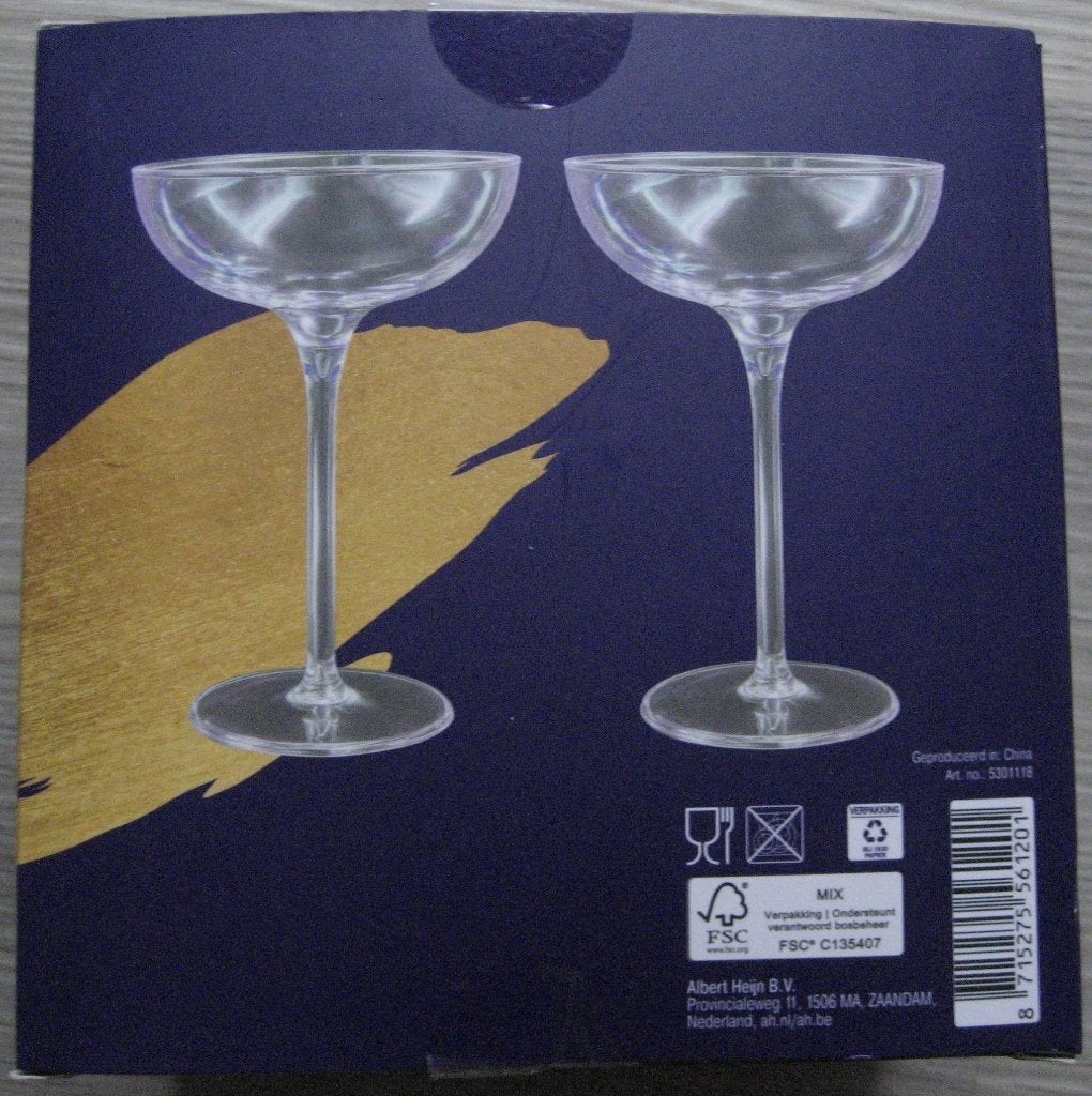 2 plastic champagne glazen - Albert Heijn Excellent, Glas of Glazen, Kunststof, Nieuw, Ophalen of Verzenden