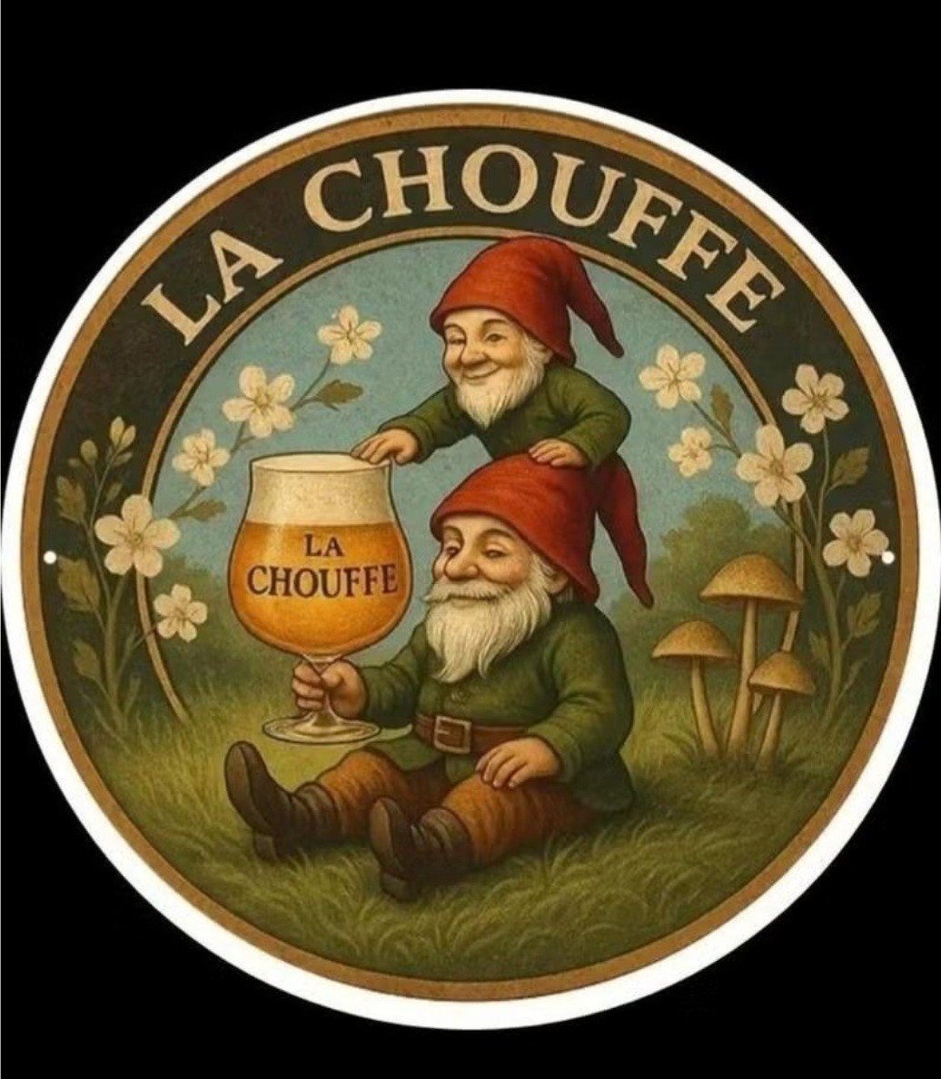 Prachtig La Chouffe wandbord met de bekende kabouters!, Ophalen of Verzenden, Nieuw, Reclamebord, Plaat of Schild, Overige merken