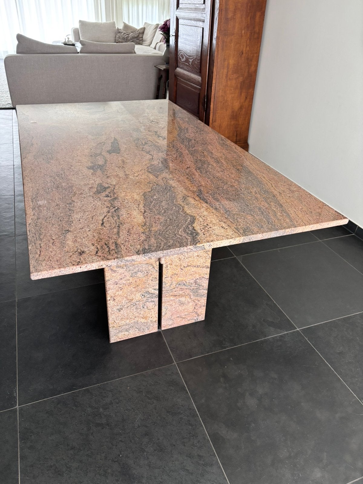 eetkamer tafel / tuintafel van graniet, Ophalen, 50 tot 100 cm, Zo goed als nieuw, 150 tot 200 cm