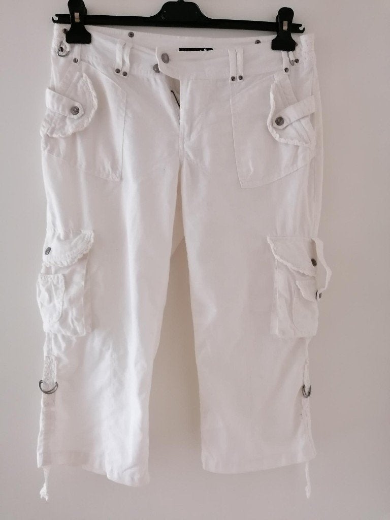 SUPER LEUKE witte kniebroek met gehaakte details mt. M, Maat 38/40 (M), Wit, Ophalen of Verzenden, Zo goed als nieuw